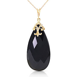14K Solid Gold Necklace with Briolette 31x16 mm Black Onyx