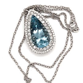 Natural Aquamarine Diamond Pendant 19.5" Gold Chain 19.9 TCW Certified $15,590 121440