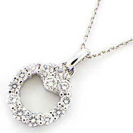 GUCCI 18K white Gold Circle Round Pave 13 Point Diamond Necklace