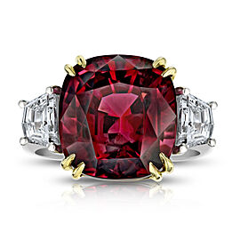 David Gross Cushion Red Spinel and Diamond Ring