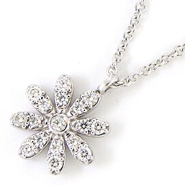 TIFFANY & Co 18K white Gold Daisy Flower Motif Diamond Necklace LXWBJ-706