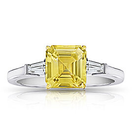 David Gross Emerald Yellow Sapphire and Diamond Ring