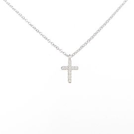 TIFFANY & Co 18k White Gold Metro Cross Mini Necklace LXGYMK-188