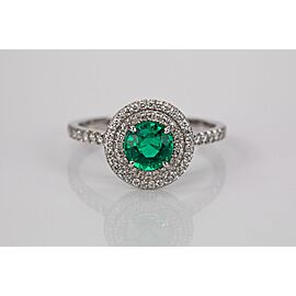 Tiffany & Co. Soleste Ring in Platinum with Diamonds & an Emerald
