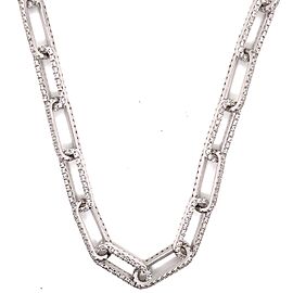 22 inch 18K White Gold Pave Diamond Oval Link Necklace
