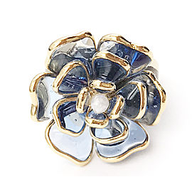 Chanel Gold-Tone Blue Gripoix Glass Ring Size 6