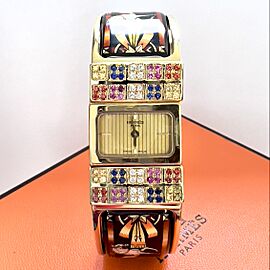 HERMES LOQUET 18K Gold-Plated Bracelet Watch