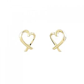Tiffany & Co 18K Yellow Gold Loving Heart Earrings E0802