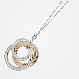TIFFANY & Co 925 Silver/Rubedo metal Circle 1837 Interlocking Necklace LXNK-411