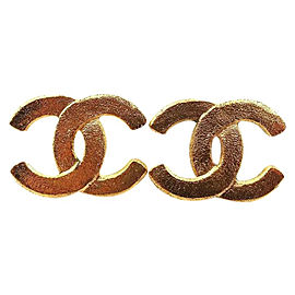 Chanel Gold Tone Metal Sand Texture Clip on Earrings