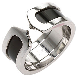 Cartier 18K white Gold 2C Ring Black Lacquer US 6.5 Ring