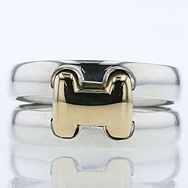 HERMES 925 Silver And 18k Yellow Gold Ring LXGBKT-837