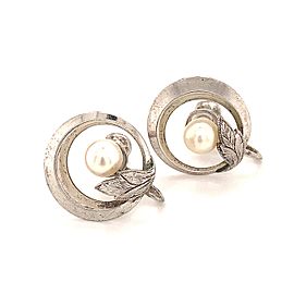 Mikimoto Estate Akoya Pearl Earrings Sterling Silver 6 mm 5.4 Grams M226
