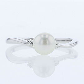 MIKIMOTO Pearl diamond K18 White Gold Ring EU51 LXGBKT-99