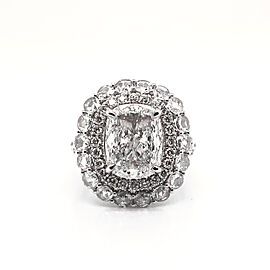 6 Carat Cushion Cut Lab Grown Diamond Engagement Ring Double Halo IGI Certified