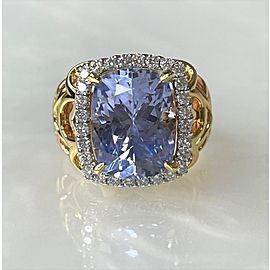 18K Yellow Gold Purple Sapphire Diamond Ring
