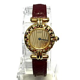 CARTIER Vermeil COLISEE Quartz Gold Plated DIAMONDS & RED RUBIES Watch