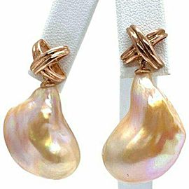 Diamond Large Fresh Water Pearl Earrings Baroque Certified $1290