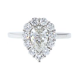 GIA Certified Pear Shaped Diamond Engagement Ring in 14k White Gold