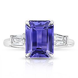 David Gross Emerald Purple Sapphire and Diamond Ring