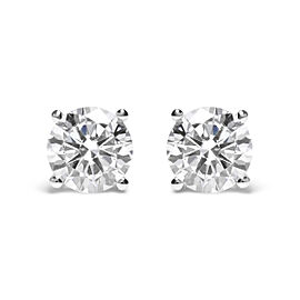 14K White Gold 4.00 Cttw Round Brilliant-Cut Lab-Grown Diamond Classic 4-Prong Stud Earrings with Screw Backs (G-H Color. VS1-VS2 Clarity)