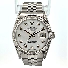 ROLEX Oyster Perpetual DATEJUST Automatic 34mm Steel Diamond Watch