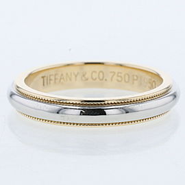 TIFFANY & Co 950 Platinum 18k Yellow Gold Milgrain Ring LXGBKT-601