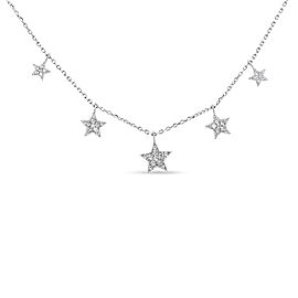 .925 Sterling Silver 1/3 Cttw Diamond Graduated Five Star 18" Necklace (I1-I2 Clarity, H-I Color)