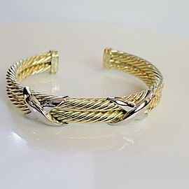 David Yurman 14K David Yurman 14K Solid Gold Double X Double Cable Cuff Bracelet