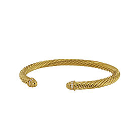 David Yurman Cable Yellow Gold Bracelet with Diamonds 5mm