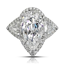 6 CARAT PEAR SHAPE E COLOR INTERNALLY FLAWLESS DIAMOND ENGAGEMENT RING 18K WHITE GOLD GIA CERTIFIED 4CT E IF BY MIKE NEKTA