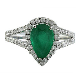 2.65 Carat Emerald 14K White Gold Diamond Ring