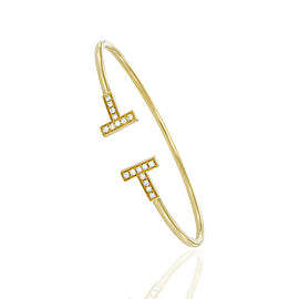 Tiffany & Co. 18K Yellow Gold Diamond T Wire Bracelet
