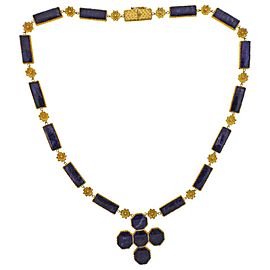 Lalaounis Greece Gold Sodalite Pendant Necklace