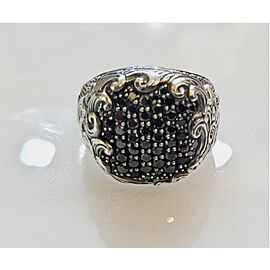 David Yurman Sterling Silver Ring with black diamonds