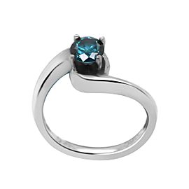 14k White Gold and Blue Diamond Ring