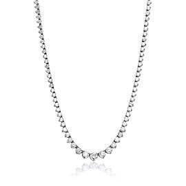 Edith Carat Round Brilliant Diamond Tennis Riviera Necklace in 14 Karat White Gold For Ladies