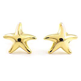 TIFFANY & Co 18K Yellow Gold Star Fish Motif Earrings