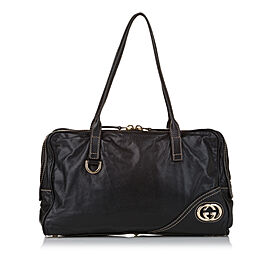 Gucci Britt Leather Boston Bag