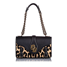 Leopard Print Pony Hair City Knot Shoulder Bag