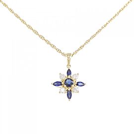 MIKIMOTO 18k Yellow Gold Sapphire Diamond Necklace LXGKM-248