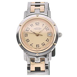 HERMES Clipper CL4.220 Stainless Steel Gold Plated Quartz Watch LXGJHW-478