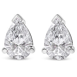 14K White Gold 1.0 Cttw Pear Shape Solitaire Lab Grown Diamond Stud Earrings
