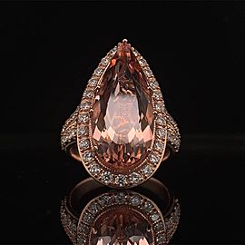 Morganite Diamond Ring 14 KT 6.91 TCW Certified $5,950 016633