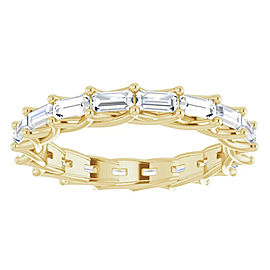 BAGUETTE-CUT DIAMOND ETERNITY RING YELLOW GOLD 15 POINTER G COLOR VS1 CLARITY LUCIDA PRONG BAND BY MIKE NEKTA NYC