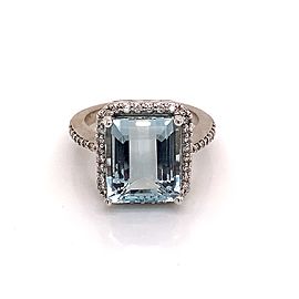 Aquamarine Diamond Ring 14k Gold Size 6.5, 6 TCW Certified $6,950