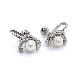 Mikimoto Estate Akoya Pearl Clip On Earrings Sterling Silver 6mm 3.53 Grams M173