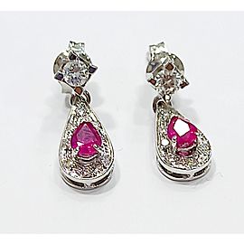 18k White Gold Ruby and Diamond Earrings