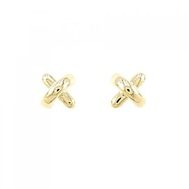 Tiffany & Co 18K Yellow Gold Cross Stitch Earrings E1091