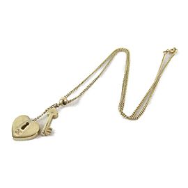 CHANEL gold plated Heart Key Necklace RCB-54